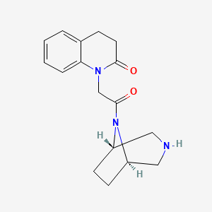 molecular formula C17H21N3O2 B5675854 1-{2-[rel-(1R,5S)-3,8-diazabicyclo[3.2.1]oct-8-yl]-2-oxoethyl}-3,4-dihydro-2(1H)-quinolinone hydrochloride 