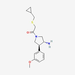 molecular formula C17H24N2O2S B5675867 (3R*,4S*)-1-{[(cyclopropylmethyl)thio]acetyl}-4-(3-methoxyphenyl)pyrrolidin-3-amine 