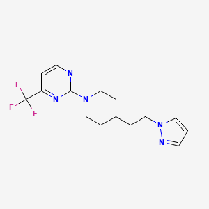 molecular formula C15H18F3N5 B5675878 2-{4-[2-(1H-pyrazol-1-yl)ethyl]piperidin-1-yl}-4-(trifluoromethyl)pyrimidine 