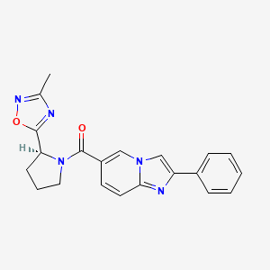 molecular formula C21H19N5O2 B5675913 6-{[(2S)-2-(3-methyl-1,2,4-oxadiazol-5-yl)pyrrolidin-1-yl]carbonyl}-2-phenylimidazo[1,2-a]pyridine 