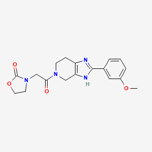 molecular formula C18H20N4O4 B5675921 3-{2-[2-(3-methoxyphenyl)-1,4,6,7-tetrahydro-5H-imidazo[4,5-c]pyridin-5-yl]-2-oxoethyl}-1,3-oxazolidin-2-one 