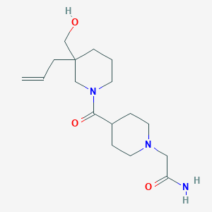 molecular formula C17H29N3O3 B5675922 2-(4-{[3-allyl-3-(hydroxymethyl)-1-piperidinyl]carbonyl}-1-piperidinyl)acetamide 
