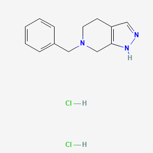 molecular formula C13H17Cl2N3 B567594 6-Benzyl-4,5,6,7-tetrahydro-1H-pyrazolo[3,4-c]pyridine dihydrochloride CAS No. 1337880-11-1