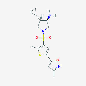 molecular formula C16H21N3O3S2 B5675992 (3R*,4S*)-4-cyclopropyl-1-{[2-methyl-5-(3-methylisoxazol-5-yl)-3-thienyl]sulfonyl}pyrrolidin-3-amine 