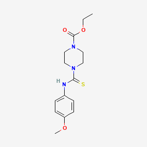 molecular formula C15H21N3O3S B5676002 ethyl 4-{[(4-methoxyphenyl)amino]carbonothioyl}-1-piperazinecarboxylate 