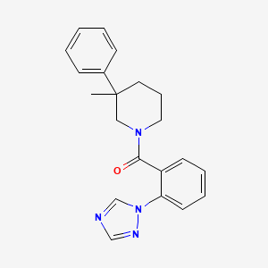 molecular formula C21H22N4O B5676023 3-methyl-3-phenyl-1-[2-(1H-1,2,4-triazol-1-yl)benzoyl]piperidine 