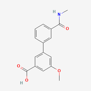molecular formula C16H15NO4 B567605 5-Methoxy-3-[3-(N-methylaminocarbonyl)phenyl]benzoic acid CAS No. 1261980-21-5