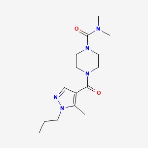 molecular formula C15H25N5O2 B5676054 N,N-dimethyl-4-[(5-methyl-1-propyl-1H-pyrazol-4-yl)carbonyl]-1-piperazinecarboxamide 