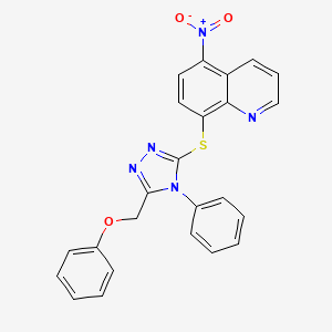 molecular formula C24H17N5O3S B5676080 5-硝基-8-{[5-(苯氧甲基)-4-苯基-4H-1,2,4-三唑-3-基]硫代}喹啉 