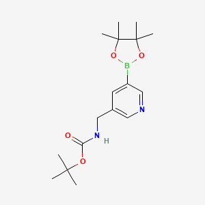 molecular formula C17H27BN2O4 B567612 tert-Butyl ((5-(4,4,5,5-tetramethyl-1,3,2-dioxaborolan-2-yl)pyridin-3-yl)methyl)carbamate CAS No. 1257554-93-0