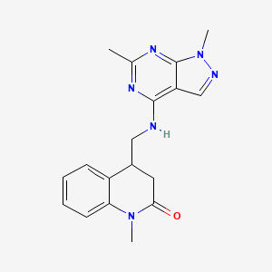 molecular formula C18H20N6O B5676122 4-{[(1,6-dimethyl-1H-pyrazolo[3,4-d]pyrimidin-4-yl)amino]methyl}-1-methyl-3,4-dihydroquinolin-2(1H)-one 