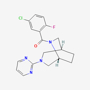 molecular formula C18H18ClFN4O B5676142 (1S*,5R*)-6-(5-chloro-2-fluorobenzoyl)-3-(2-pyrimidinyl)-3,6-diazabicyclo[3.2.2]nonane 