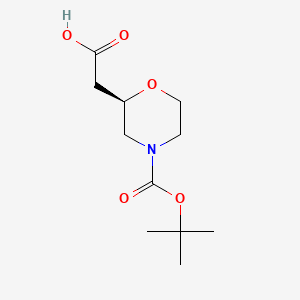 molecular formula C11H19NO5 B567617 (R)-N-Boc-Morpholine-2-acetic acid CAS No. 1257848-48-8