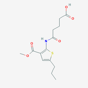 molecular formula C14H19NO5S B5676172 5-{[3-(methoxycarbonyl)-5-propyl-2-thienyl]amino}-5-oxopentanoic acid 