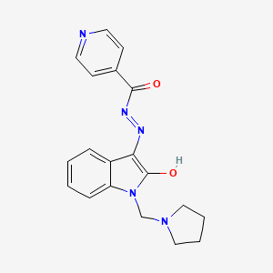 molecular formula C19H19N5O2 B5676195 N'-[2-oxo-1-(1-pyrrolidinylmethyl)-1,2-dihydro-3H-indol-3-ylidene]isonicotinohydrazide 