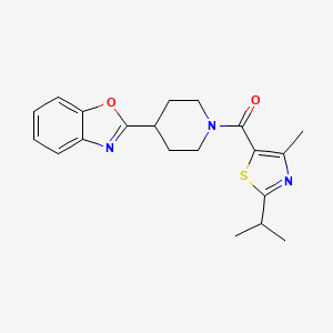 molecular formula C20H23N3O2S B5676200 2-{1-[(2-isopropyl-4-methyl-1,3-thiazol-5-yl)carbonyl]-4-piperidinyl}-1,3-benzoxazole 