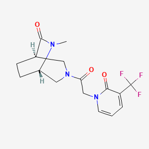 molecular formula C16H18F3N3O3 B5676233 (1R*,5S*)-6-methyl-3-{[2-oxo-3-(trifluoromethyl)pyridin-1(2H)-yl]acetyl}-3,6-diazabicyclo[3.2.2]nonan-7-one 