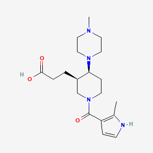 molecular formula C19H30N4O3 B5676240 3-{(3R*,4S*)-4-(4-methylpiperazin-1-yl)-1-[(2-methyl-1H-pyrrol-3-yl)carbonyl]piperidin-3-yl}propanoic acid 