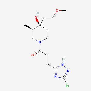 molecular formula C14H23ClN4O3 B5676259 (3R*,4R*)-1-[3-(3-chloro-1H-1,2,4-triazol-5-yl)propanoyl]-4-(2-methoxyethyl)-3-methyl-4-piperidinol 