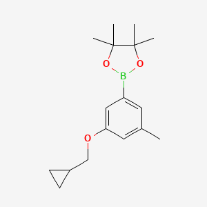 molecular formula C17H25BO3 B567630 2-(3-(Cyclopropylmethoxy)-5-methylphenyl)-4,4,5,5-tetramethyl-1,3,2-dioxaborolane CAS No. 1218789-80-0