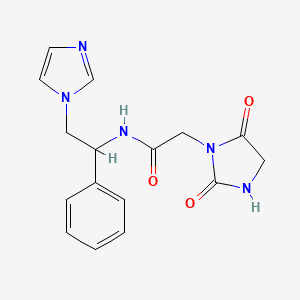 molecular formula C16H17N5O3 B5676304 2-(2,5-dioxo-1-imidazolidinyl)-N-[2-(1H-imidazol-1-yl)-1-phenylethyl]acetamide 