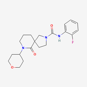 molecular formula C20H26FN3O3 B5676320 N-(2-fluorophenyl)-6-oxo-7-(tetrahydro-2H-pyran-4-yl)-2,7-diazaspiro[4.5]decane-2-carboxamide 