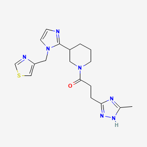 molecular formula C18H23N7OS B5676347 1-[3-(5-methyl-1H-1,2,4-triazol-3-yl)propanoyl]-3-[1-(1,3-thiazol-4-ylmethyl)-1H-imidazol-2-yl]piperidine 