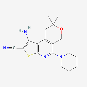 1-amino-8,8-dimethyl-5-(1-piperidinyl)-8,9-dihydro-6H-pyrano[4,3-d]thieno[2,3-b]pyridine-2-carbonitrile