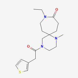 molecular formula C18H27N3O2S B5676412 9-ethyl-1-methyl-4-(3-thienylacetyl)-1,4,9-triazaspiro[5.6]dodecan-10-one 