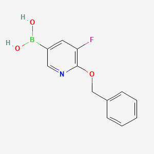 molecular formula C12H11BFNO3 B567642 （6-(苄氧基)-5-氟吡啶-3-基）硼酸 CAS No. 1310384-31-6