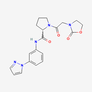 molecular formula C19H21N5O4 B5676427 1-[(2-oxo-1,3-oxazolidin-3-yl)acetyl]-N-[3-(1H-pyrazol-1-yl)phenyl]-L-prolinamide 