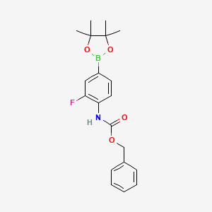 molecular formula C20H23BFNO4 B567645 4-(Cbz-氨基)-3-氟苯硼酸，频哪醇酯 CAS No. 1218791-14-0