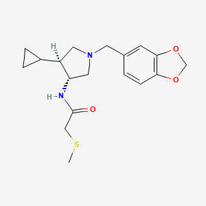 molecular formula C18H24N2O3S B5676467 N-[rel-(3R,4S)-1-(1,3-benzodioxol-5-ylmethyl)-4-cyclopropyl-3-pyrrolidinyl]-2-(methylthio)acetamide hydrochloride 