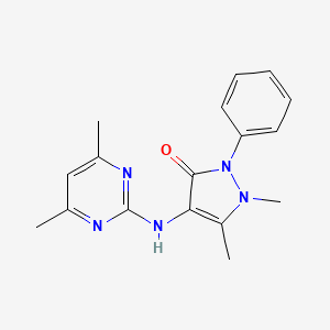 molecular formula C17H19N5O B5676473 4-[(4,6-dimethyl-2-pyrimidinyl)amino]-1,5-dimethyl-2-phenyl-1,2-dihydro-3H-pyrazol-3-one 