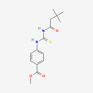 molecular formula C15H20N2O3S B5676478 methyl 4-({[(3,3-dimethylbutanoyl)amino]carbonothioyl}amino)benzoate 