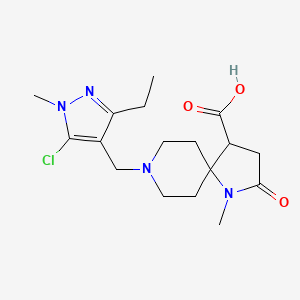 molecular formula C17H25ClN4O3 B5676479 8-[(5-chloro-3-ethyl-1-methyl-1H-pyrazol-4-yl)methyl]-1-methyl-2-oxo-1,8-diazaspiro[4.5]decane-4-carboxylic acid 
