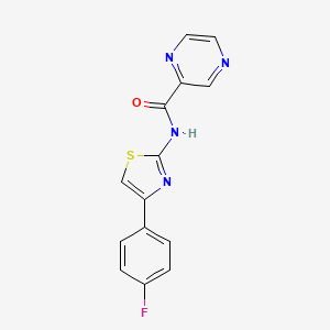 molecular formula C14H9FN4OS B5676490 N-[4-(4-fluorophenyl)-1,3-thiazol-2-yl]-2-pyrazinecarboxamide 