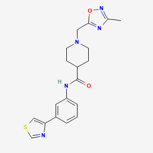 molecular formula C19H21N5O2S B5676568 1-[(3-methyl-1,2,4-oxadiazol-5-yl)methyl]-N-[3-(1,3-thiazol-4-yl)phenyl]piperidine-4-carboxamide 