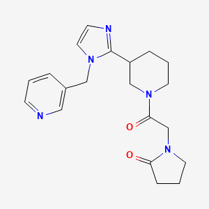 molecular formula C20H25N5O2 B5676651 1-(2-oxo-2-{3-[1-(3-pyridinylmethyl)-1H-imidazol-2-yl]-1-piperidinyl}ethyl)-2-pyrrolidinone 