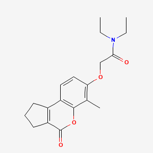 molecular formula C19H23NO4 B5676656 N,N-diethyl-2-[(6-methyl-4-oxo-1,2,3,4-tetrahydrocyclopenta[c]chromen-7-yl)oxy]acetamide 