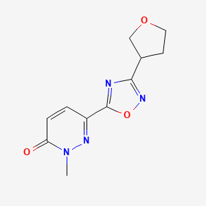 molecular formula C11H12N4O3 B5676669 2-methyl-6-[3-(tetrahydrofuran-3-yl)-1,2,4-oxadiazol-5-yl]pyridazin-3(2H)-one 