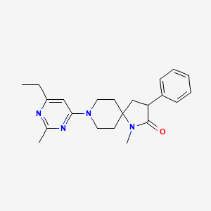 molecular formula C22H28N4O B5676695 8-(6-ethyl-2-methyl-4-pyrimidinyl)-1-methyl-3-phenyl-1,8-diazaspiro[4.5]decan-2-one 