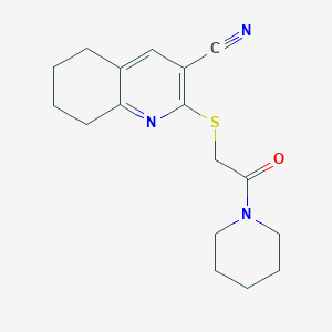 molecular formula C17H21N3OS B5676700 2-{[2-oxo-2-(1-piperidinyl)ethyl]thio}-5,6,7,8-tetrahydro-3-quinolinecarbonitrile 