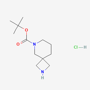 molecular formula C12H23ClN2O2 B567672 tert-Butyl 2,6-diazaspiro[3.5]nonane-6-carboxylate hydrochloride CAS No. 1279844-25-5