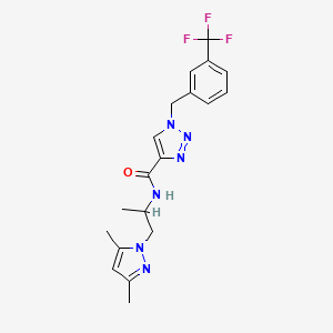 molecular formula C19H21F3N6O B5676746 N-[2-(3,5-dimethyl-1H-pyrazol-1-yl)-1-methylethyl]-1-[3-(trifluoromethyl)benzyl]-1H-1,2,3-triazole-4-carboxamide 