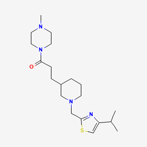 molecular formula C20H34N4OS B5676778 1-(3-{1-[(4-isopropyl-1,3-thiazol-2-yl)methyl]-3-piperidinyl}propanoyl)-4-methylpiperazine 