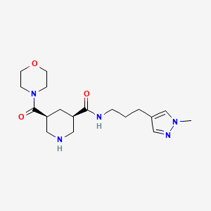 molecular formula C18H29N5O3 B5676813 (3R*,5S*)-N-[3-(1-methyl-1H-pyrazol-4-yl)propyl]-5-(morpholin-4-ylcarbonyl)piperidine-3-carboxamide 