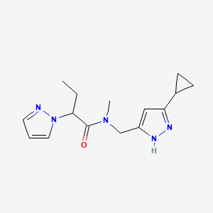 molecular formula C15H21N5O B5676827 N-[(5-cyclopropyl-1H-pyrazol-3-yl)methyl]-N-methyl-2-(1H-pyrazol-1-yl)butanamide 
