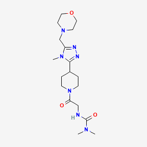 molecular formula C18H31N7O3 B5676889 N,N-dimethyl-N'-(2-{4-[4-methyl-5-(morpholin-4-ylmethyl)-4H-1,2,4-triazol-3-yl]piperidin-1-yl}-2-oxoethyl)urea 