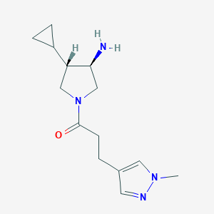 molecular formula C14H22N4O B5676908 (3R*,4S*)-4-cyclopropyl-1-[3-(1-methyl-1H-pyrazol-4-yl)propanoyl]pyrrolidin-3-amine 